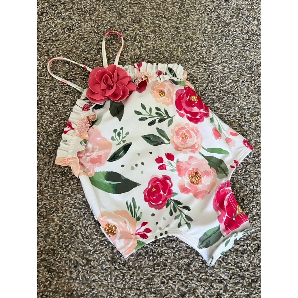 Mud Pie White Floral One-Piece Swim
